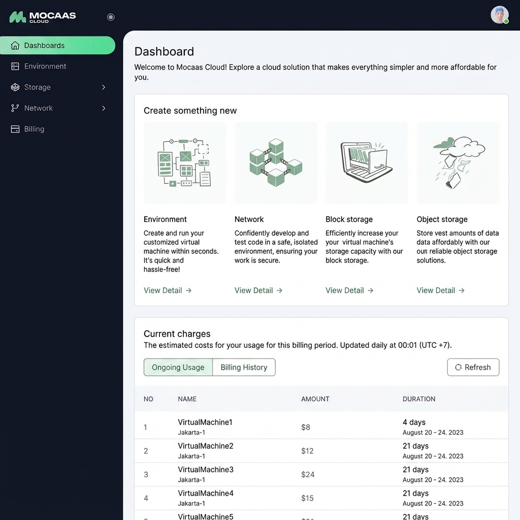 Mocaas Cloud  UI  Design