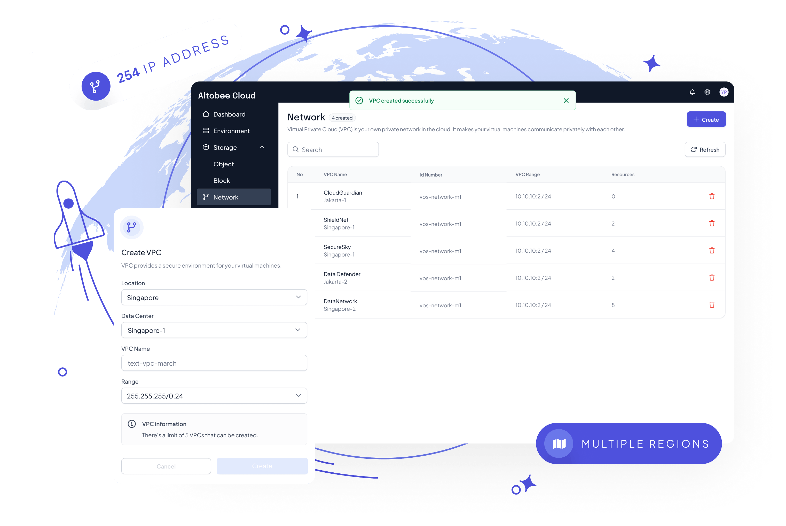 Mocaas CloudUI Design - Network Dashboard